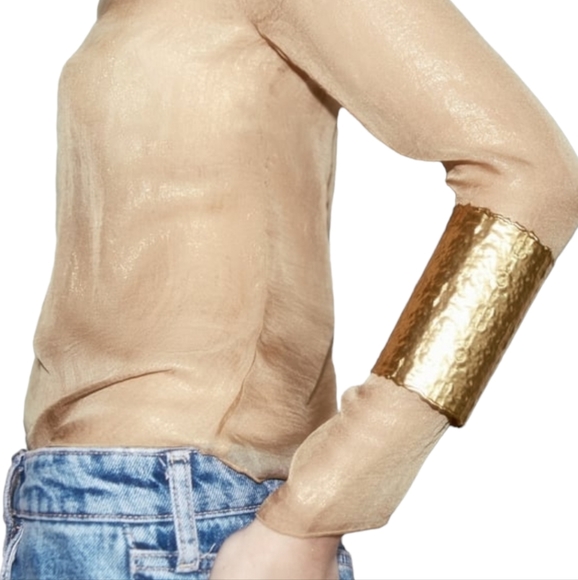 ZARA Textured Wide Metal Arm Cuff Bracelet - Picture 3 of 11